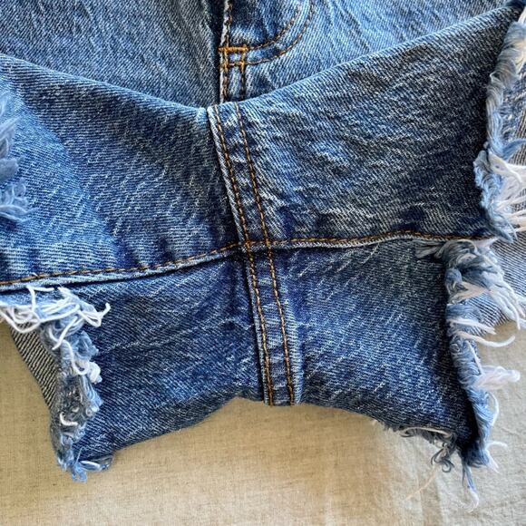 DENIM High Rise Cut Off Jean Shorts Women's Size 12 Distressed Denim Medium Wash - Picture 4 of 8